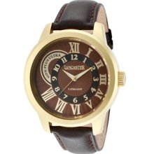 Men's Non Plus Ultra Brown Textured Dial Gold IP Case Brown Calf