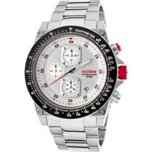 Men's Simulator Chronograph Silver Dial Black Bezel Stainless Ste ...