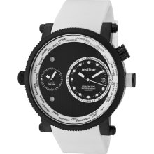 Men's Specialist World Time Black Dial Black IP Case White Silicone