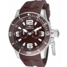 Men's Specialty Stainless Steel Case Rubber Bracelet Brown Tone Dial D