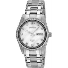 Men's Stainless Steel Automatic Dress Watch Mother of Pearl Dial