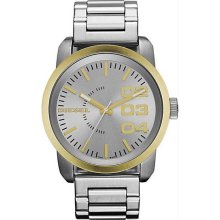 Men's Stainless Steel Case and Bracelet Silver Dial Date Display Gold