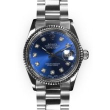 Men's Stainless Steel Oyster Blue Dial Fluted Bezel Rolex Datejust