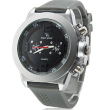 Men's Steel Plate Silicone Band Analog Quartz Wrist Watch