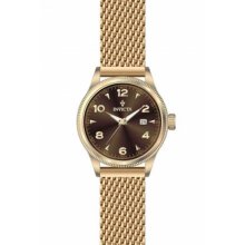 Men's Vintage Rose Gold Tone Stainless Steel Case Mesh Bracelet Brown Tone Dial