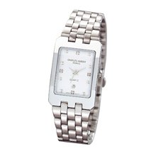 Mens White Dial Stainless Steel Dress Watch With Date 3718-W