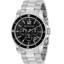 Michael Kors Men's Silvertone Black Dial Watch MK8140