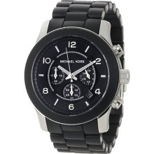 Michael Kors Watches Oversized Black Pu Runway Mk8107 Watch Michael Kors 8107