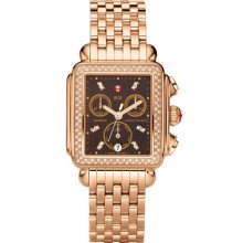 Michele Deco Rose Gold Dia Chrono Brown Mop Mww06p000095 List $2,395- Bnib