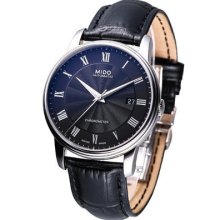 Mido Baroncelli Automatic Cosc Leather Strap Watch Black M0104081605320