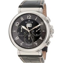 Milus Watches Men's Black Dial Black Leather Black Leather/Black Dial