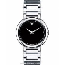 Movado Concerto Ladies Watch Stainless Steel Black Dial 0606419