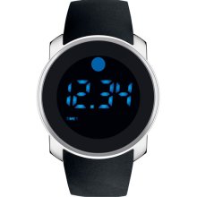 Movado Digital Rubber Strap Watch Silver/ Black