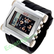 Multifunction 2 in 1 Digital and Quartz Sports Band Wristwatch