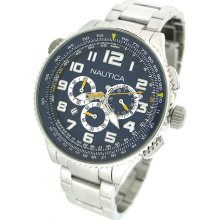 Nautica Men's N29524G Silver Stainless-Steel Quartz Watch with Blue Dial