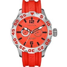 Nautica Men's Orange Dial Orange Rubber Strap Day Date Quartz Watch N16602g