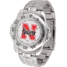 Nebraska Cornhuskers Mens Sports Steel Watch