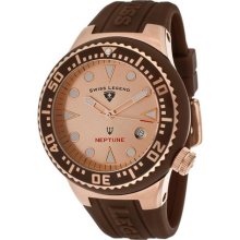 Neptune (44 mm) Rose Gold Dial Brown Silicone ...