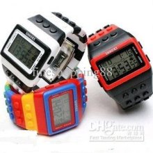 New 3pcs/lot Unisex Brick Style Colorful Digital Watch Wristwatches