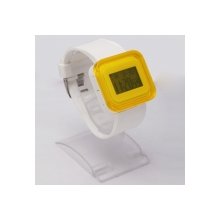 New Charming Dial Digital Display LED Silicone Wrist Watch Yellow