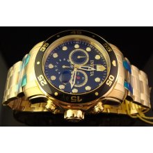 New Mens Invicta 18 K Gold Plated S.S.Master Of The Oceans Chrono Scuba Diver