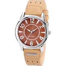 Nine West Camel Perforated Strap Watch Women's