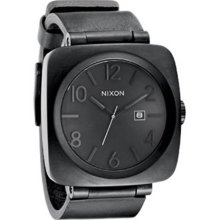 Nixon A117001 Men's Volta Black Ion Plated Leather Strap Black Dial Qu