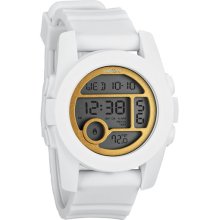 Nixon 'The Unit 40' Round Digital Watch White/ Gold