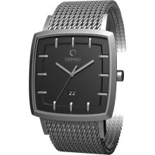 Obaku Harmony Mens Analog Stainless Watch - Silver Bracelet - Black Dial - V134GCBMC