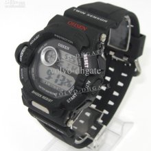 Ohsen Black Sport Mens Boy Digital Alarm Date Stopwatch Chronograph