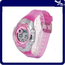 Ohsen Women Children Alarm Stop Light Sport Pink Watch