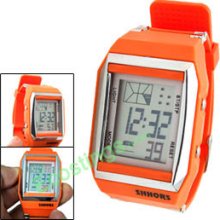 Orange Women's Sports Digital Wrist Watch + Cold Light