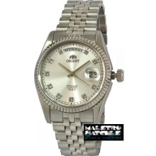 Orient Automatic Classic Cev0j003w White Dress Watch Fluted Bezel Sapphire