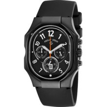 Philip Stein Watches Men's Classic Chronograph Black Dial Black Rubber