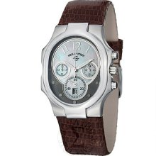 Philip Stein Watches Women's Mother of Pearl Dial Brown Lizard Leather