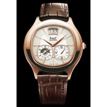 Piaget Emperador Cushion Dual Time Zone Pink Gold Watch G0A32017