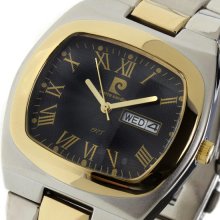 Pierre Cardin Gents 1975 Two-Tone/Black Calendar Dial Retail Value: