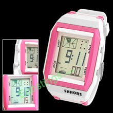 Pink and Women's Digital Sports Alarm Wrist Watch