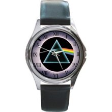 Pink Floyd Leather Round Metal Watch