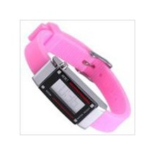 Pink - led digital watch with super thin rubber band