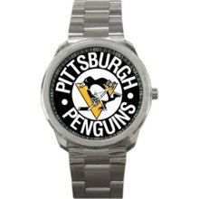 Pittsburgh Penguins Ice Hockey Team Logo Sport Metal Watch