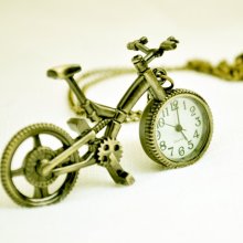 Pocket Watch Charm - Antique Brass Bicycle B039