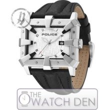 Police - Men's Defender Silver Dial Leather Date Watch - 13400js-04