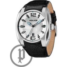 Police Men's New Hampshire Silver Dial, Black Leather Strap 13752JS/04A Watch