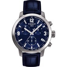 PRC 200 Men's Chronograph Quartz Watch - Blue Dial With Blue Leather Bracelet