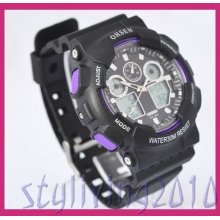 Professional International City Time Analog Digital Alarm Mens Women Diver Watch