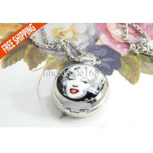 Promotion Marilyn Monroe Pocket Watch Women Dress Watch Necklace 10p