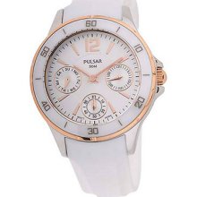 Pulsar By Seiko Ladies White Strap Watch. With Tags