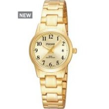 Pulsar Expansion Collection Ladies` Sizing Clasp System Gold Watch