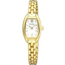 Pulsar Ladies' Gold Plated, White Tonneau Dial PEGF44X1 Watch